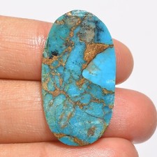 8 Ct. Cts Natural Blue Copper Turquoise Oval Wirewrap Cabochon 32X17X2 mm