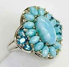 HSN Colleen Lopez Sterling Silver Larimar, Swiss Topaz & White Topaz Ring Size 6 — photo 2