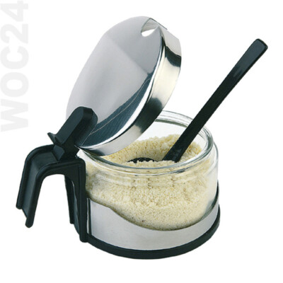 Tomotato Edelstahl Zuckerdose - 304 Edelstahl Gewürzbehälter Mit Deckel & Löffel