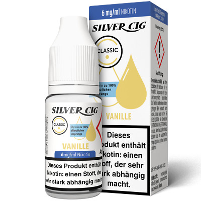 E-Liquid Silver Cig 10x 10 ml mit 3mg/6mg/9mg Nikotin Premium E-Liquid Vanille
