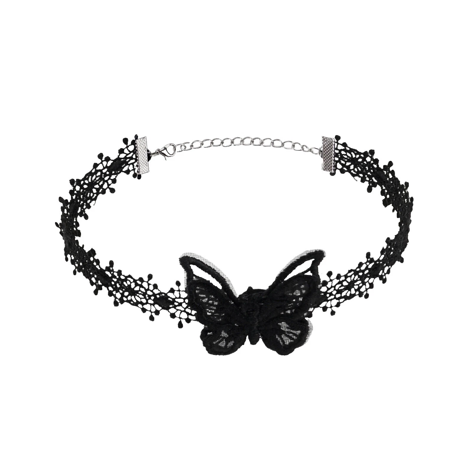 Chapado en Plata de Encaje Negro Collares y colgantes De moda