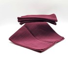 Dinner Napkins 17" x 17" Set of 4 Burgundy Blended Polyester Cotton Silk Striped