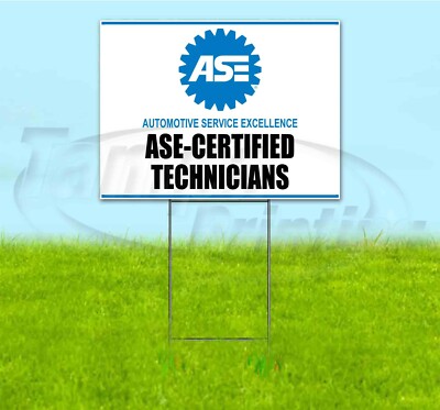 ASE CERTIFIED TECHNICIANS 18x24 Yard Sign WITH STAKE Corrugated Bandit BUSINESS