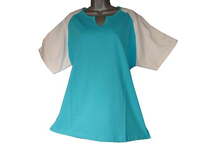 Übergröße Stretch Baumwolle/Lycra süß Herzausschnitt Kontrast Kurzarm T-Shirt 