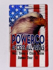 Neil Young & Crazy Horse Laminate Backstage Pass Powerco All Access Summer 2003