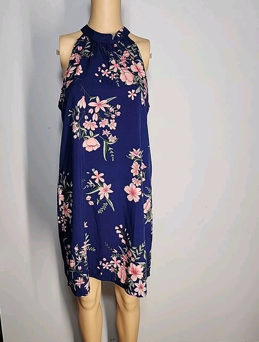 NWT Fantaist Sleeveless Halter Neck Blue Color Casual Shift Dress Size M |  eBay