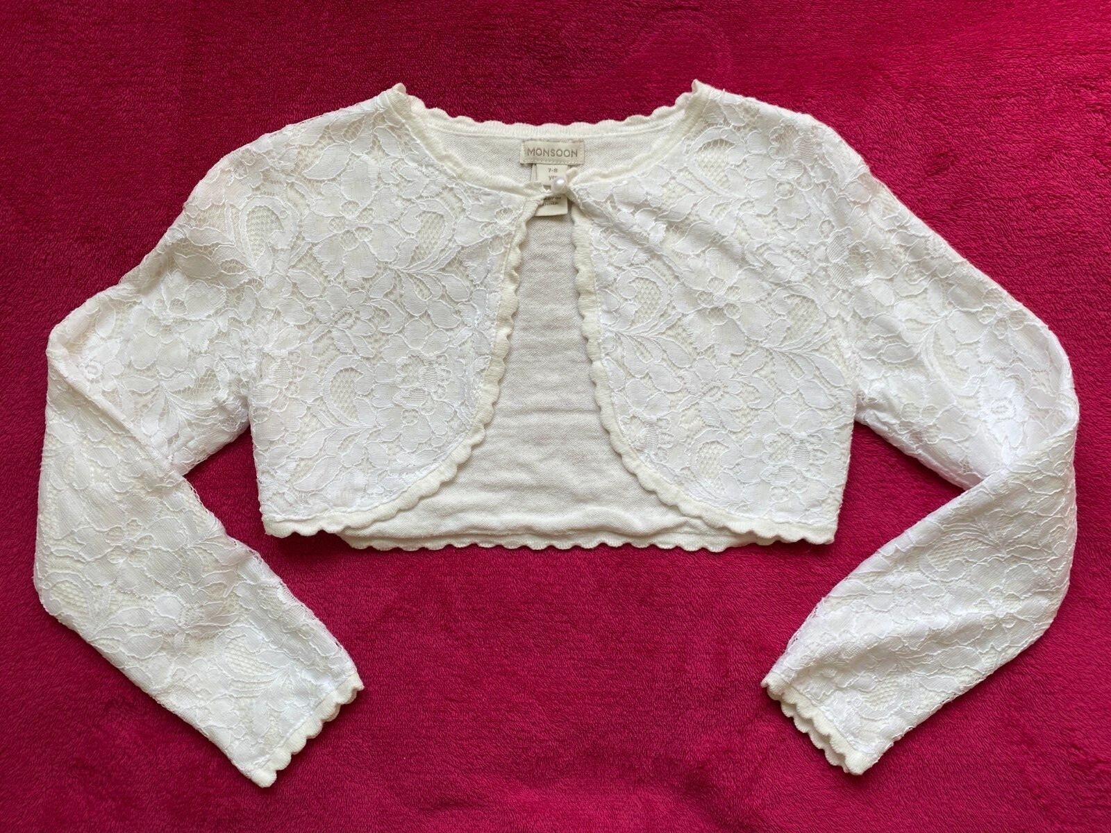 Girls Monsoon Lace Ivory Cardigan 