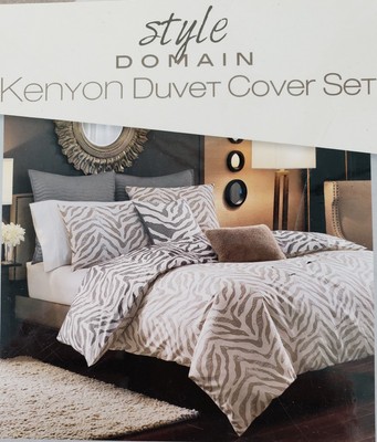 Style Domain Twin Cream Brown Zebra Kenyon 2 Piece Duvet Cover 1