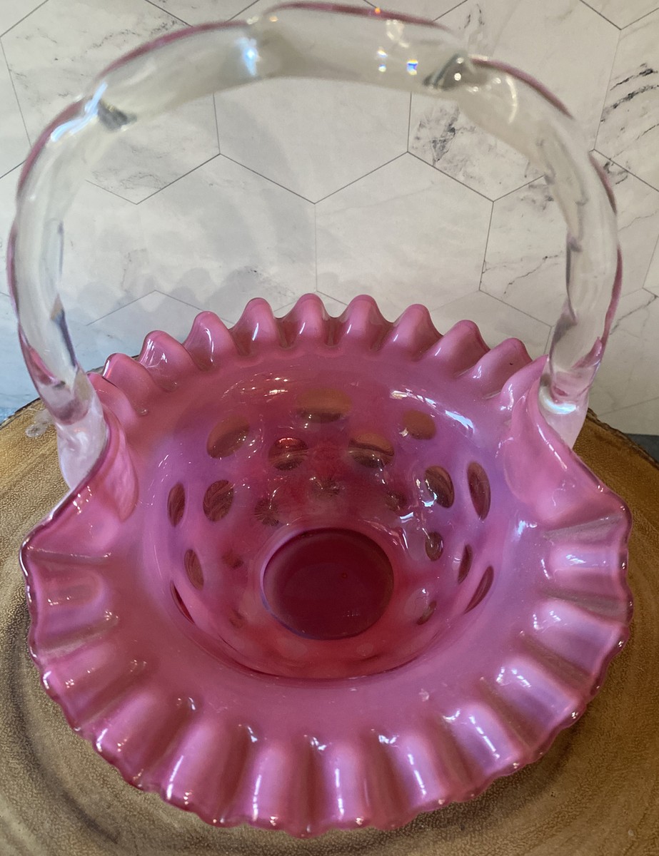 スペシャル！40s〜クランベリーオパールセントコインドットピッチャーFenton Vintage Fenton Cranberry Opalescent Coin Dot Glass Basket 7