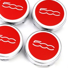 4x Für FIAT 500 Emblem Alufelge Auto Radkappe Nabendeckel Felgendeckel Rot 60mm
