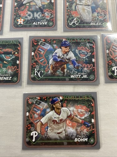 2024 Topps Holiday Tree + Black + Blue Metallic & SP Santa Hat + Lot Of 18 - Picture 2 of 21