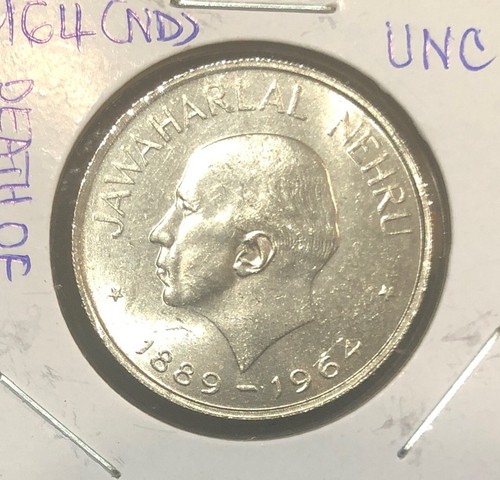 1964 Indien 1 Rupie HOCHWERTIGE Nickelmünze - Tod von Jawaharlal Nehru - KM#76