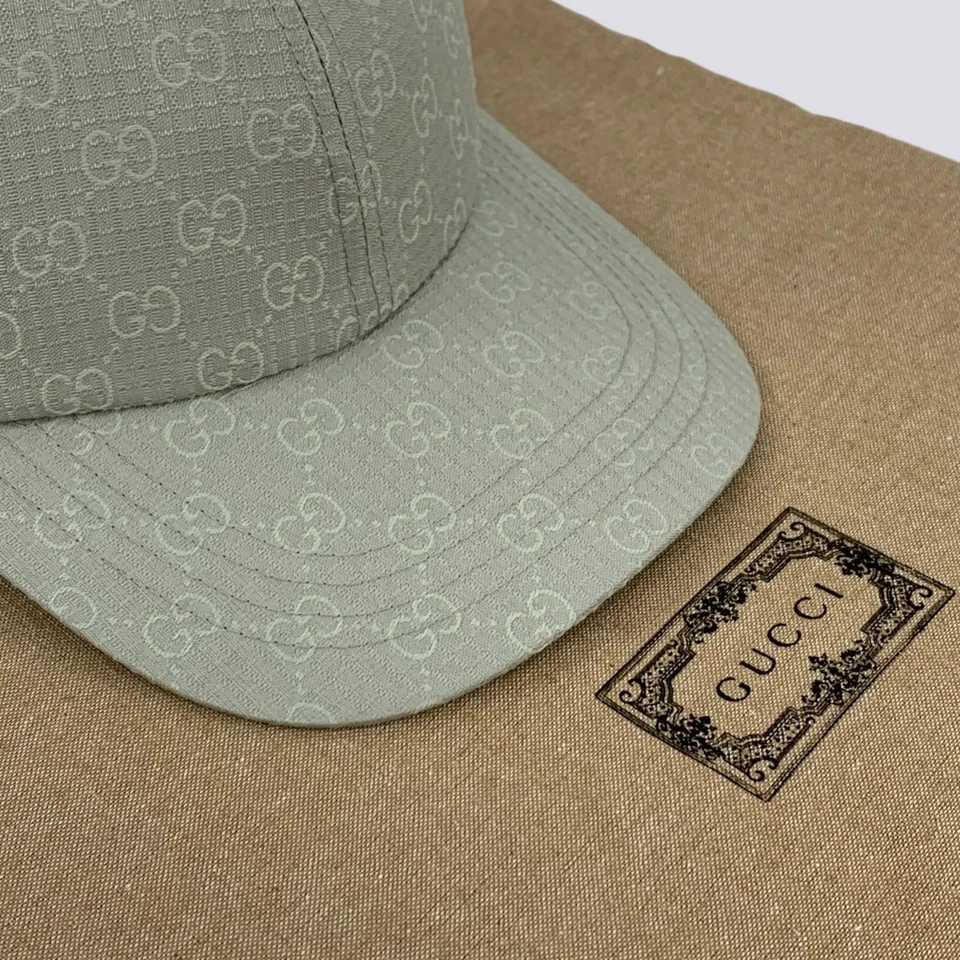 Gucci GG Monograma Ripstop Poliéster Reciclado Gorra de Béisbol Sombrero Niebla de Lluvia Talla M Foto 2 de 4