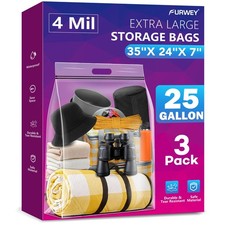 25 Gallon Extra Large Storage Bags 35    X 24    Resealable Clear Bags with Han...