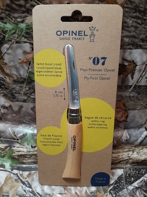 OPINEL No. 7 JUNIOR   Kindermesser - Buchenholz- abgerund. Spitze - NEU - 254136