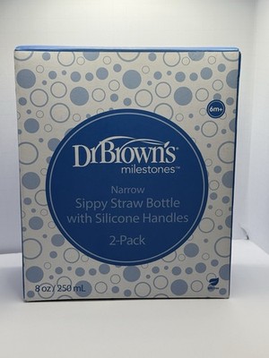  Dr. Brown's Milestones Narrow Sippy Straw BottlenSpill-Proof 2 Bottles  