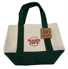 Trader Joe's - Mini Canvas Tote Bag - Green - Holiday 2025 - Limited Edition