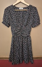 Urban Outfitters Womens Size XS Black Floral Mini Dress Short Sleeve