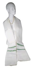 Priest's Stole White w/ Embroidered Green Vines Polyester Gold Chain Vestments