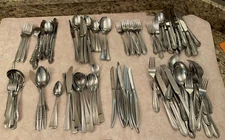 144 Lot Stainless Flatware, Mixed Brands, Many Matching Patterns, Oneida, etc.