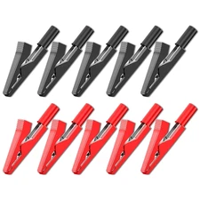 10PCS Insulated Alligator Clips 2mm Female Socket Crocodile Clamps Red Black