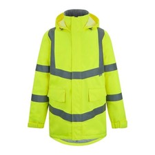 HI VIZ VIS JACKET HIGH VISIBILITY REFLECTIVE WATERPROOF WORKWEAR PADDED HOODED