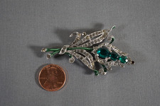 Trifari Alfred Philippe Pave Enamel Steam Green Flowers Floral Fur Clip - Read