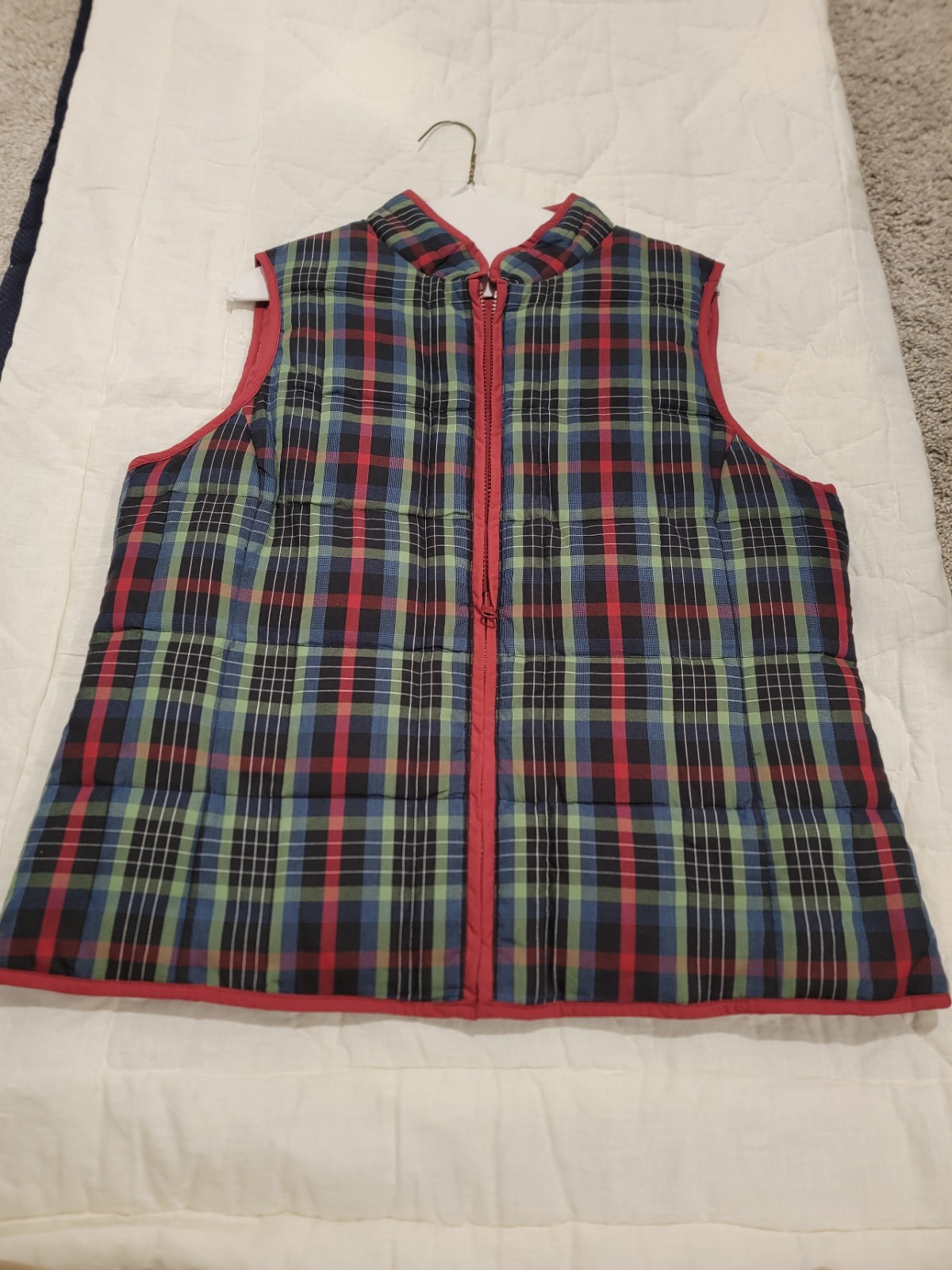 Pendleton Down Feather Plaid Quilted Puffer Vest Womens Size L Sleeveless Jacket