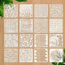 16 Pcs Paint Stencils for Crafts Reusable Wall Stencils Painting Texture Mixed