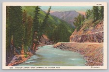 Hoback Canyon in Jackson Hole Wyoming c1935 Postcard
