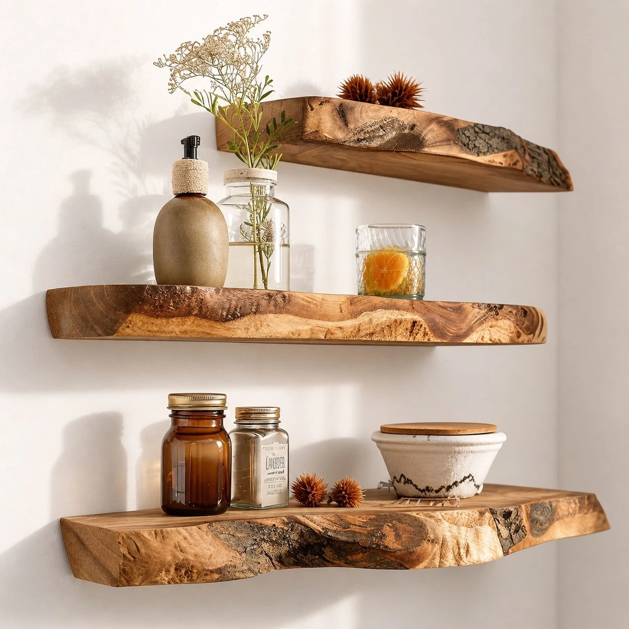 Floating shelf live edge floating shelves wood rustic floating home décor
Opens in a new window or t