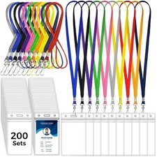 200 Set Name Tag Lanyards with ID Holder Clear ID Name Badges Cruise Lanyards...