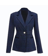 Cabi Style 4296 Checkout Blazer Blue Plaid Pockets -medium -Cheapchicplus
