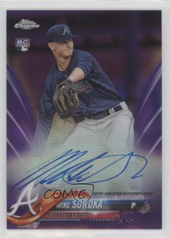 2018 Topps Chrome Rookie Purple Refractor 66/250 Mike Soroka #RA-MS Auto za5