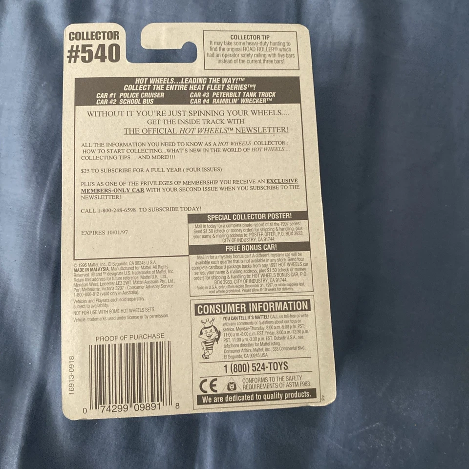 Camión grúa Hot Wheels Ramblin' #540 Heat Fleet Series 4/4 negro fundido a presión 1997 Foto 3 de 3