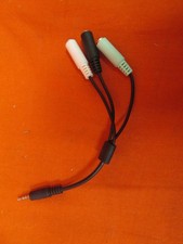 3.5MM Stereo 4 Pole Male To 3 Female PC Splitter Aux Splitter Very Good 6728