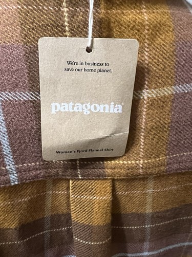 Patagonia Women's Large Long Sleeve Happy Camper Fjord Flannel Shirt NWT - Picture 5 of 11