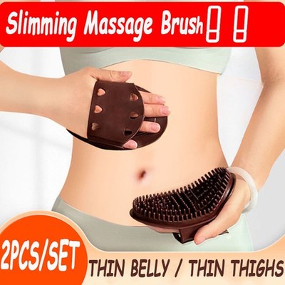 Set Of 2 Brown Massage Brushes For Body Meridian Weight Loss Home Beauty Salon