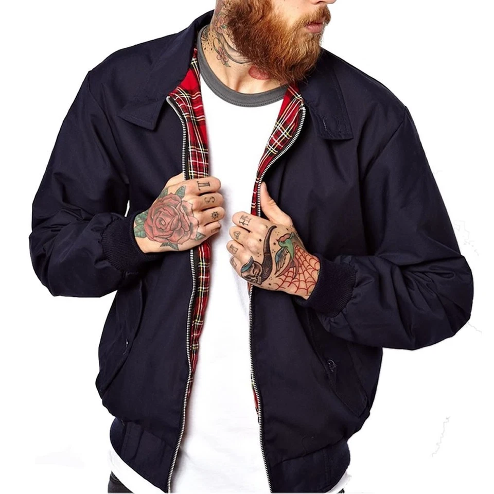 Harrington Veste Hommes Vintage1970s Style Rétro Mods Skins Écossais Doublure - Photo 3/3