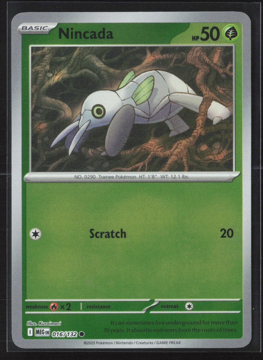 016/132 Nincada - ME01 Mega Evolution Reverse Holo NM Pokemon