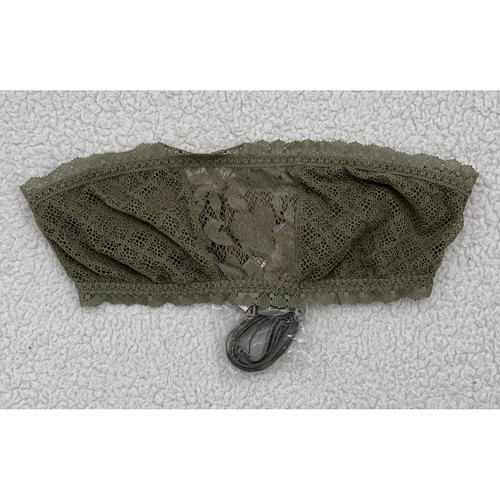 Victoria's Secret Lace Strapless Bra Removable Straps Olive Green Medium