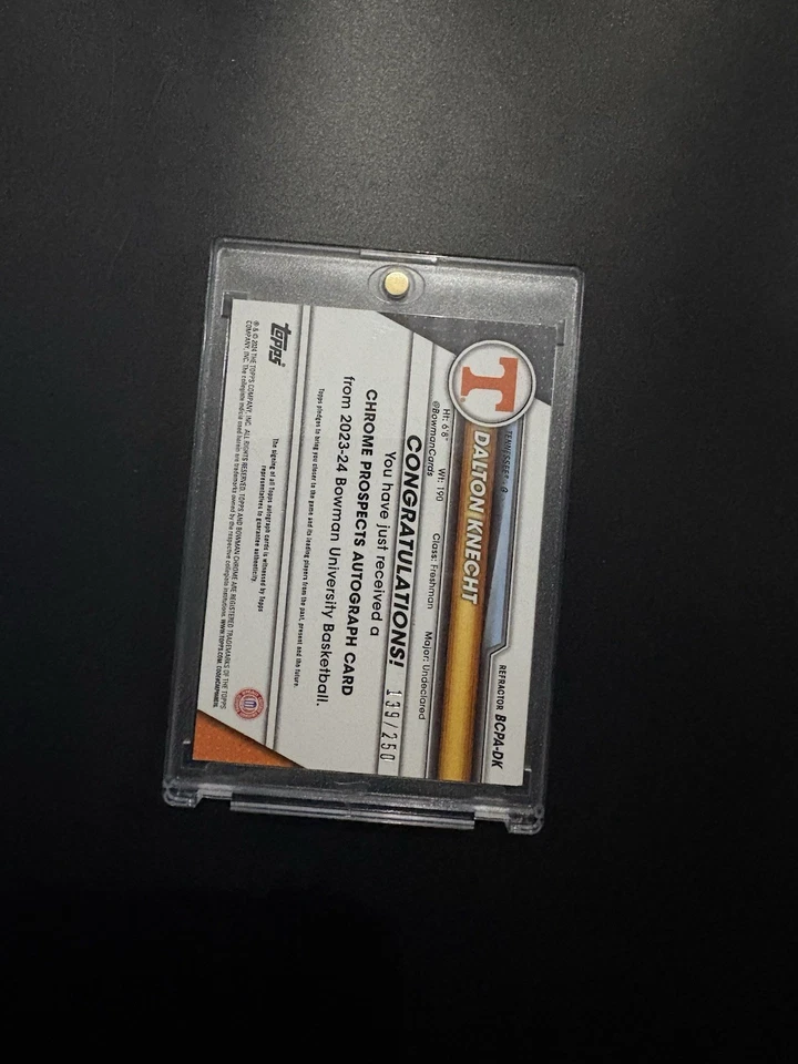 2023–24 Bowman U хромированная переливающаяся карточка Далтона Кнехта /250 с автографом — Los Angeles Lakers - Изображение 2 из 2