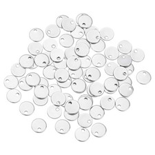 120Pcs 6mm Diameter Flat Round Blank Stamping Tag Pendants Charm Silver