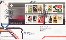 GB Stamps First Day Cover London Underground MS, transport Poster train SHS 2013