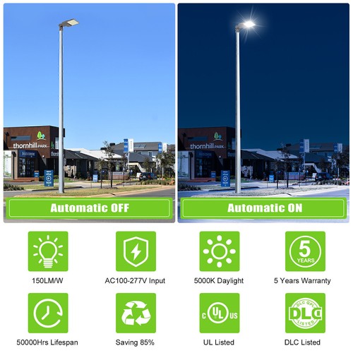 150W Commercial Parking Lot Lights Slip Fitter Mount Photocell LED Shoebox Lamp - Picture 7 of 14