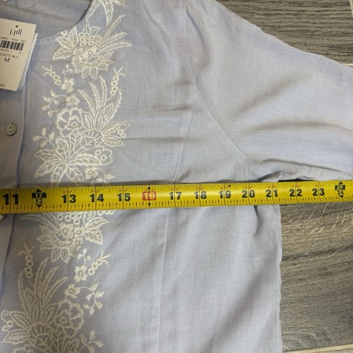 J. Jill Pale Blue Embroidered Long Duster Preppy Professional M NWT $119.00 - Picture 6 of 10
