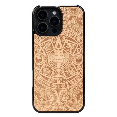 Handyhülle für iPhone 16 Pro Max Bewood Aniegre Aztekischer Kalender Holzhülle