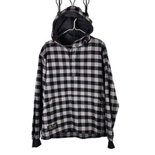 The Vermont Flannel Co Hooded Pullover Flannel Men XS USA Made Grey Stash Pocket