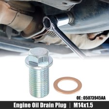 M14x1.5 Steel Engine Oil Drain Plug Screw w/ Seal Ring for Dodge Silver Tone