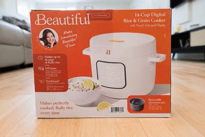 Beautiful 14-Cup Digital Rice & Grain Cooker Touch Display White Ceramic